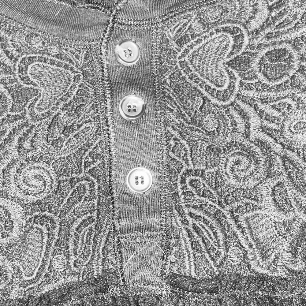 RARE Free People Black Babydoll Henley Waffle Thermal Top - Crochet detail - XS - Picture 8 of 8